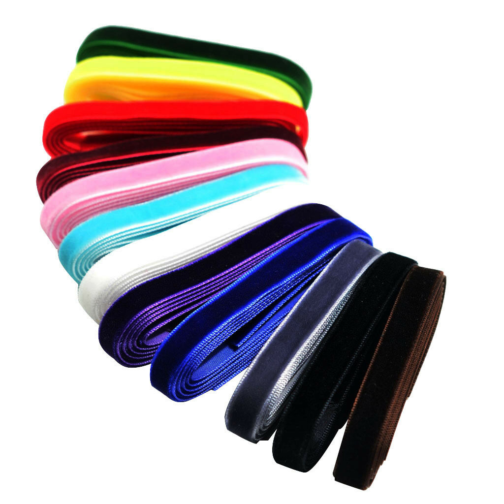 12 Pcs 1 Yard Luxury Velvet Ribbons for DIY Hair Accessories Craft 9mm