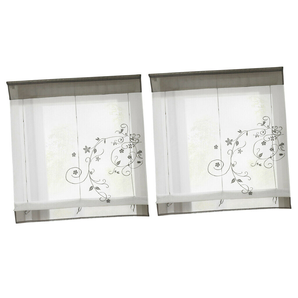 2x Roman Drape Draped Gauze Sheer Window Curtain # 1 Gray, 60x120cm