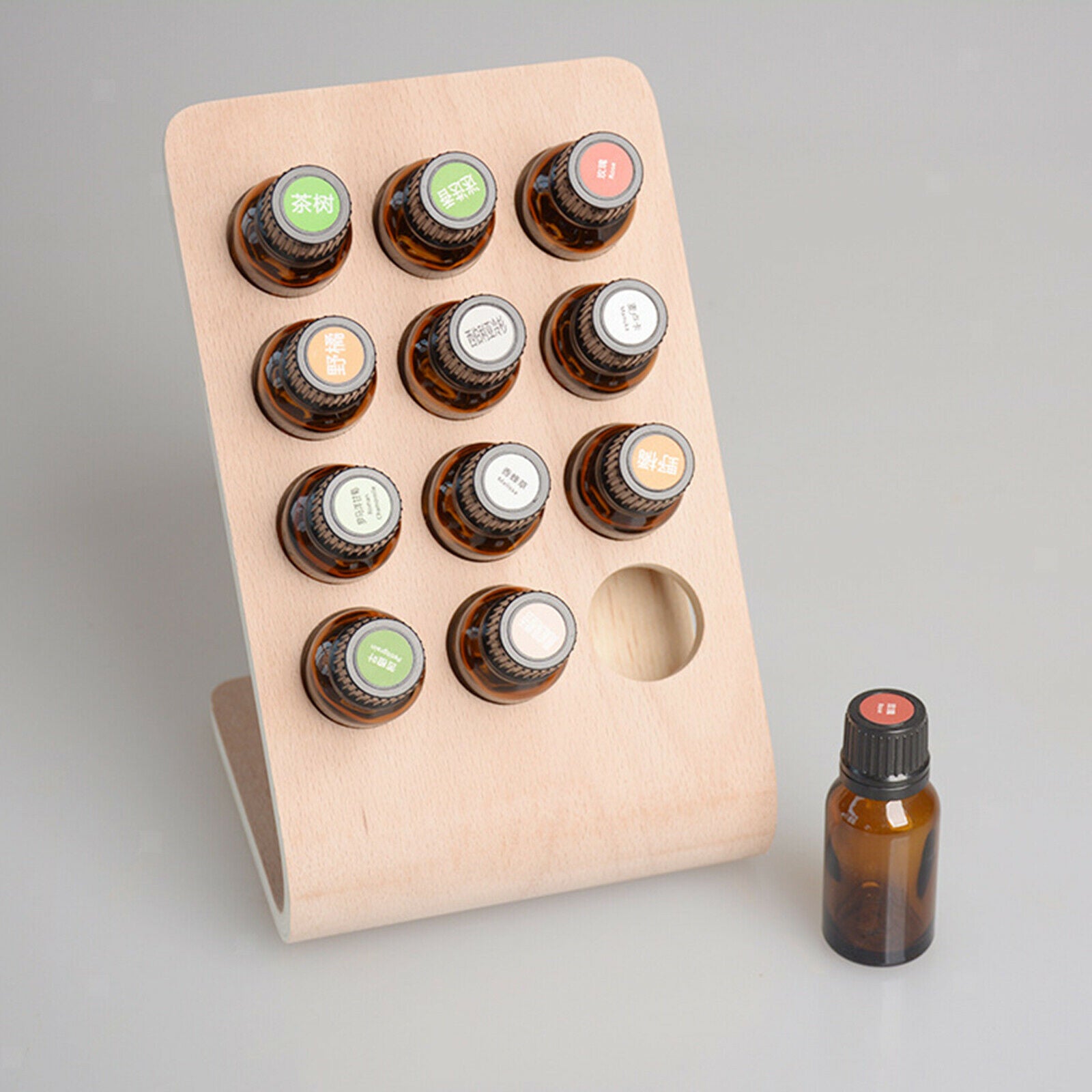 12 Slots 15ML Rectangle Wooden Essential Oil Display Stand Rack