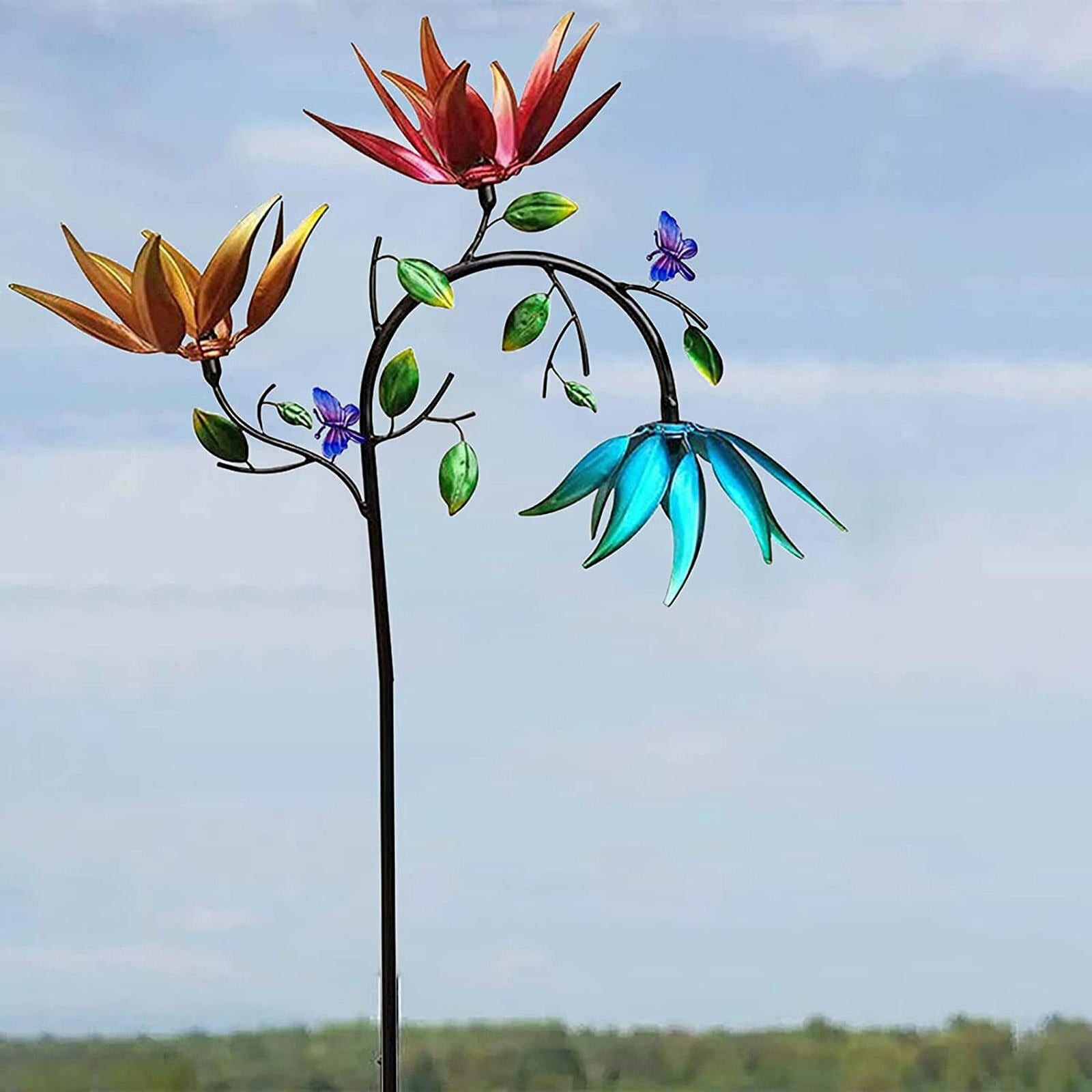 2Pack Wind Spinner Colorful Flowers Butterfly Windmill Home Decor Wind Mill