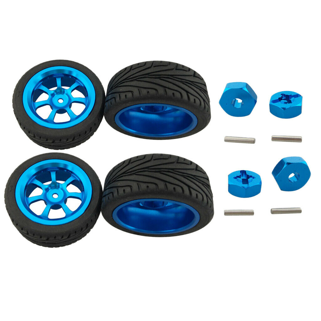 Pack of 4 Rubber Wheel Tires & Hex Nut for RC 1/18 Wltoys