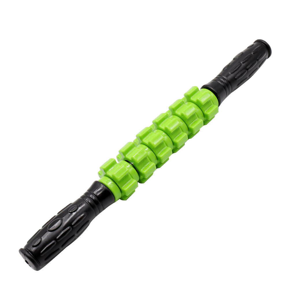 6 Wheels Muscle Roller Massage Stick With Massage Point For Body Relax Green