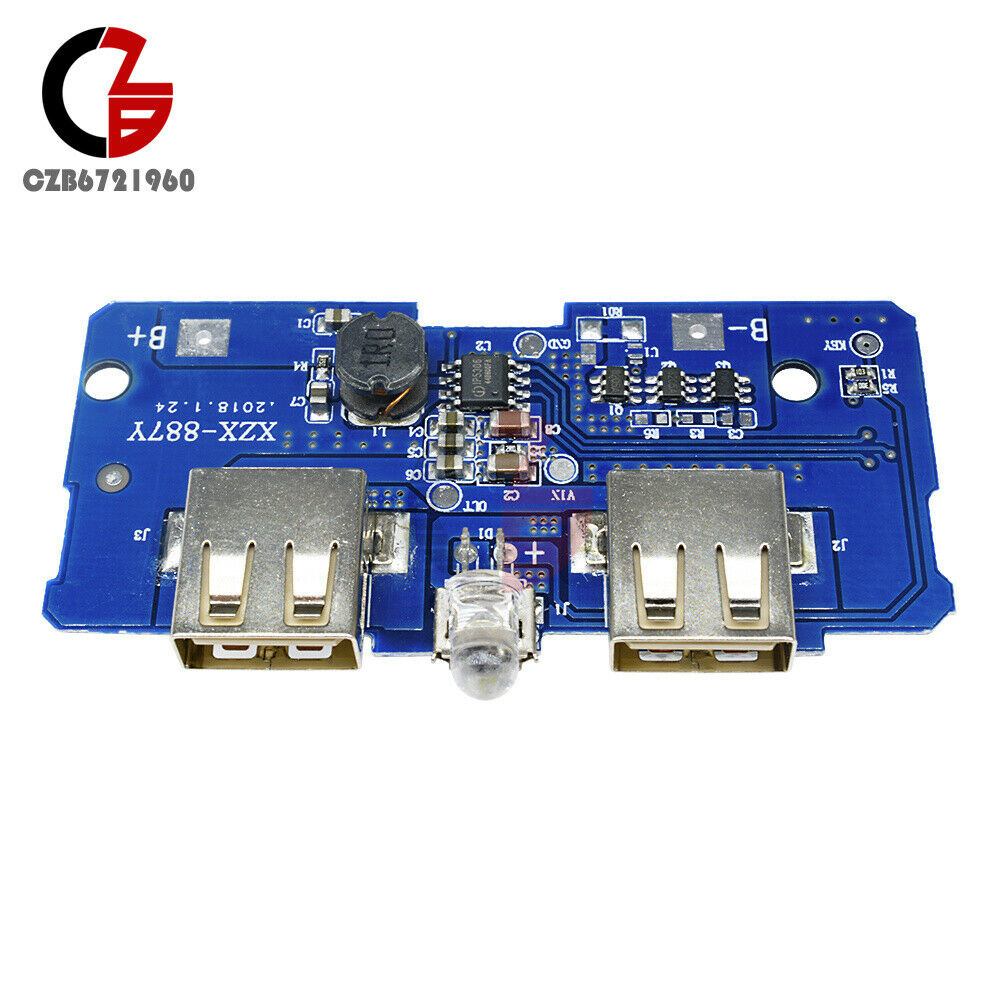 5V 2A Dual USB Power Bank Mobile Charger Board Step-Up Module Indicator Light
