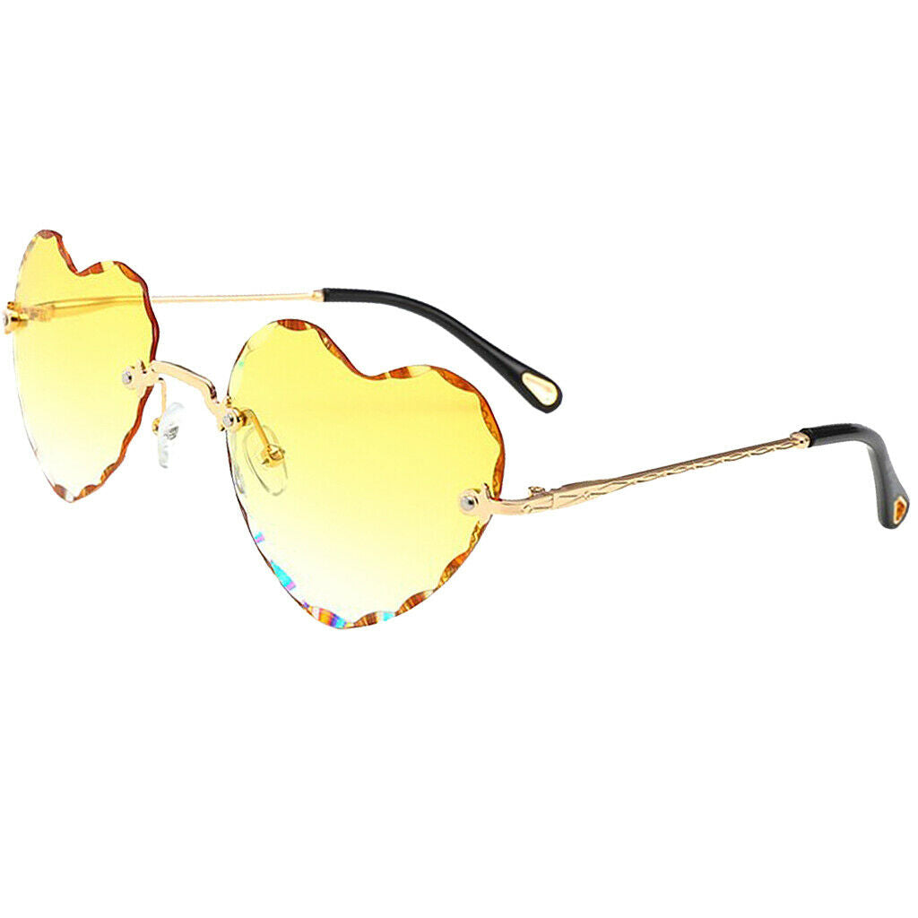 2Pcs Fashion Heart Shaped Rimless Sunglasses Tinted Lens Eyewear Shades