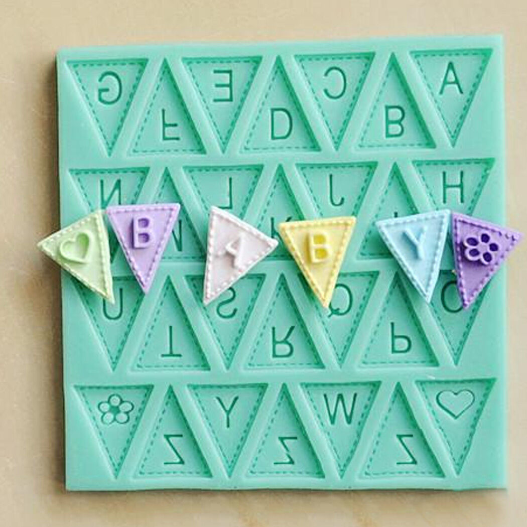 1pcs Silicone Mold Letter Flag Lace Cake Decorating Baking  Chocolate Mould