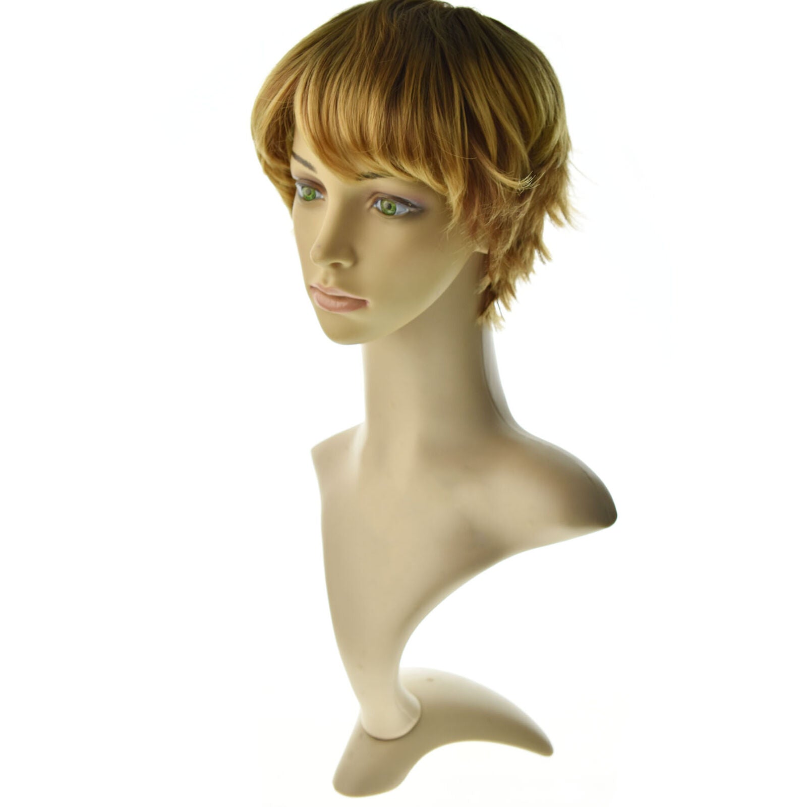Lady Natural Short Hair Wig Pixie Curly Cropped Boycut Full Wig Women Bob+Cap