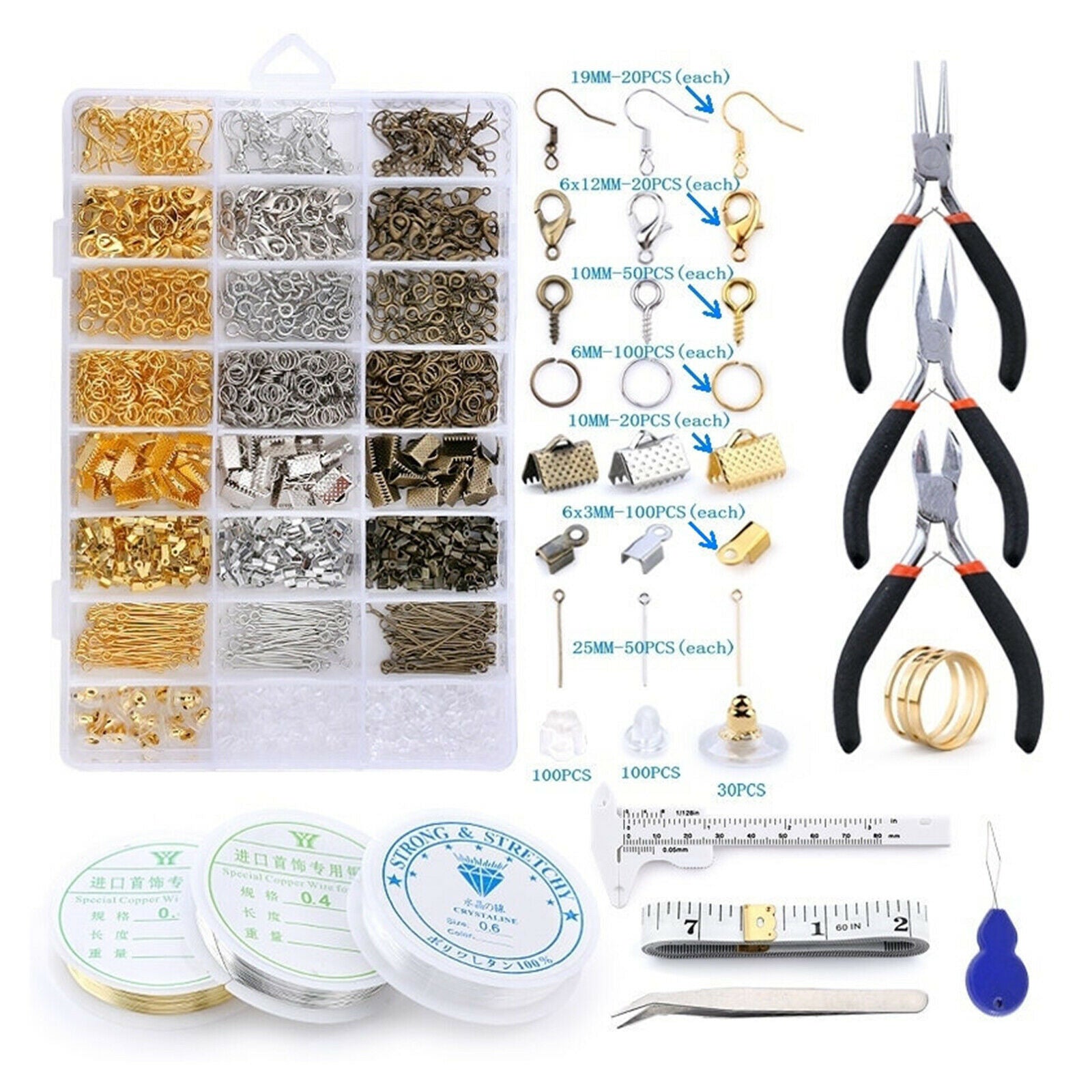 Jewelry Making Supplies Screw Eye Pins Jump Rings Earring Findings Equipment