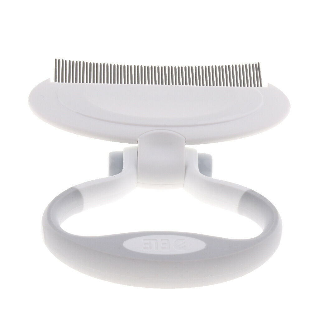 Pet Dog and Cat Grooming Rake Comb with Rotary Handle Massage Skin White