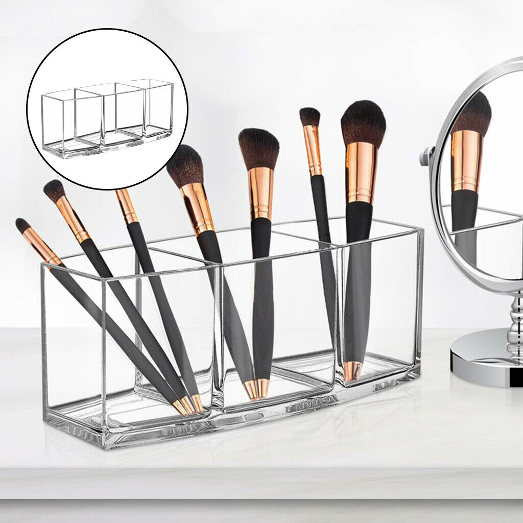 Makeup Brush Holder Box Cosmetic Organizer Clear Acrylic Brush Storage Case