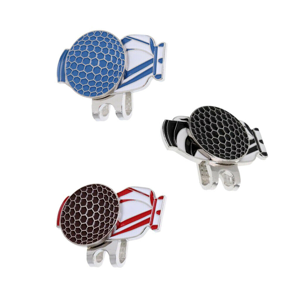 3Pcs Golf Bag Alloy Golf Ball Marker with  Hat Clip Golfer Gifts