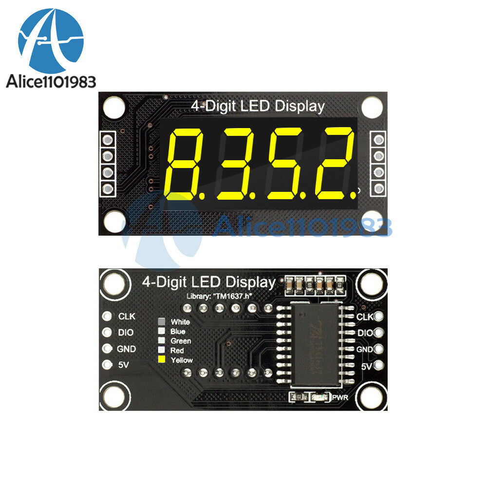 0.36" TM1637 7-Segment 4digit Tube LED Yellow Digital Display Module For Arduino