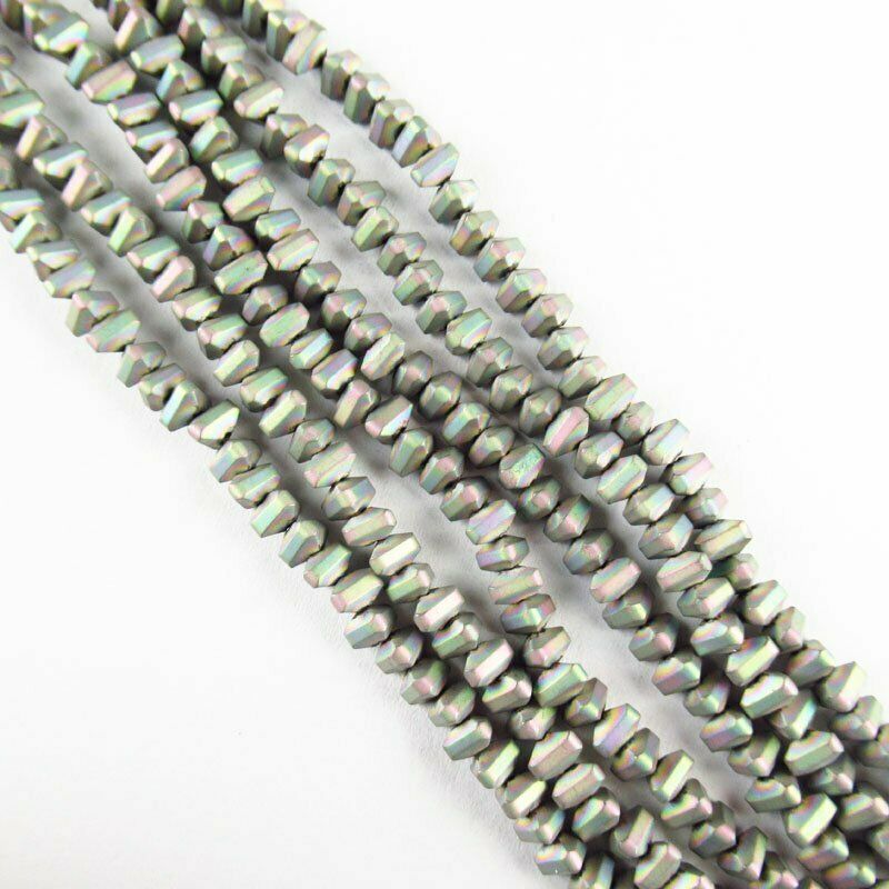 Faceted Rainbow Frosted Hematite Triangle Loose Bead 15.5 inch 16g A-431TS