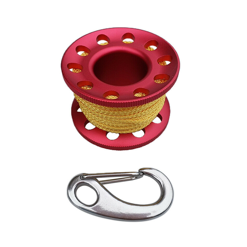 Aluminum Scuba Diving Finger Spool Reel+10m Line+Snap Quick Link Red