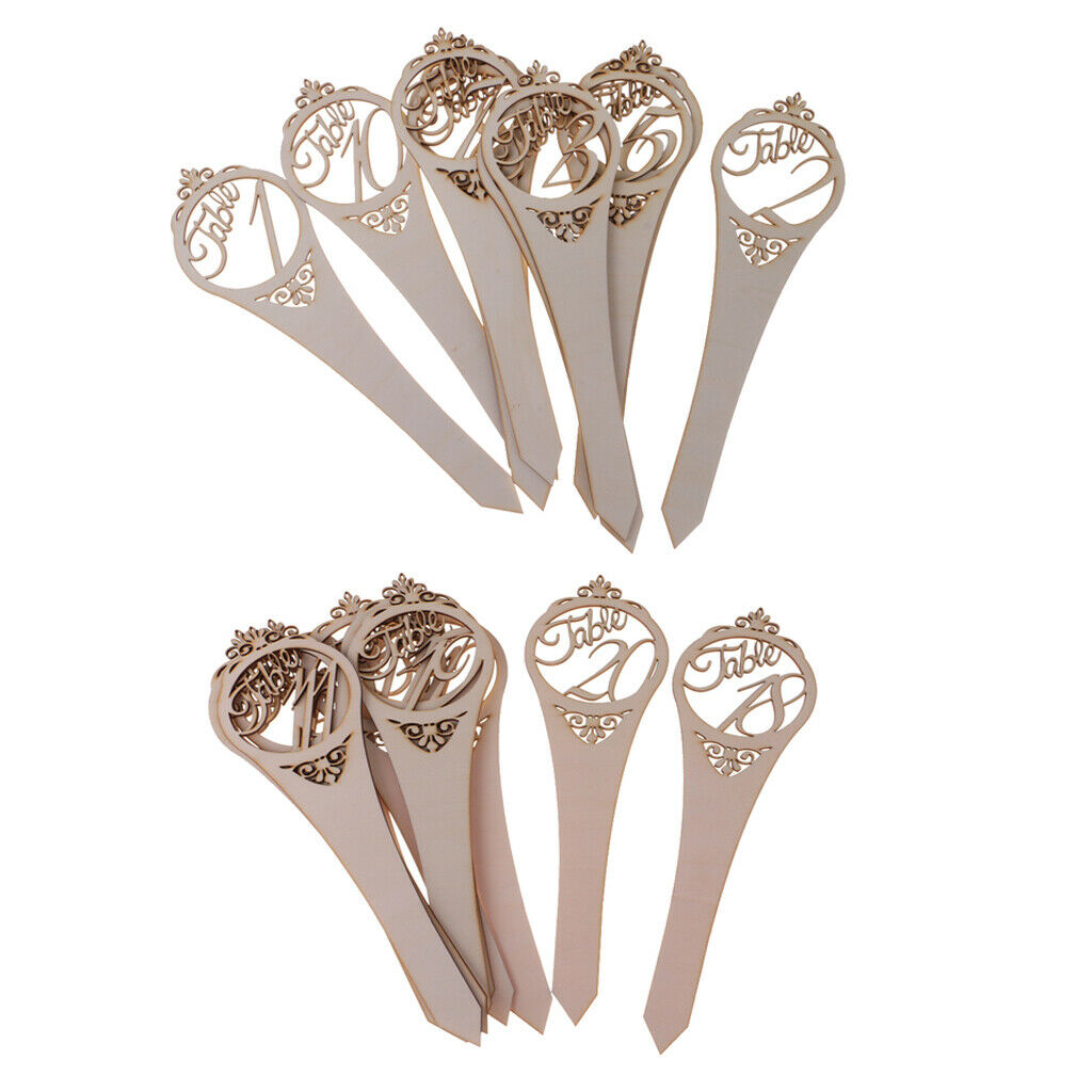 Set of 20 Pieces Wooden Table Numbers on Sticks for Wedding Party Table