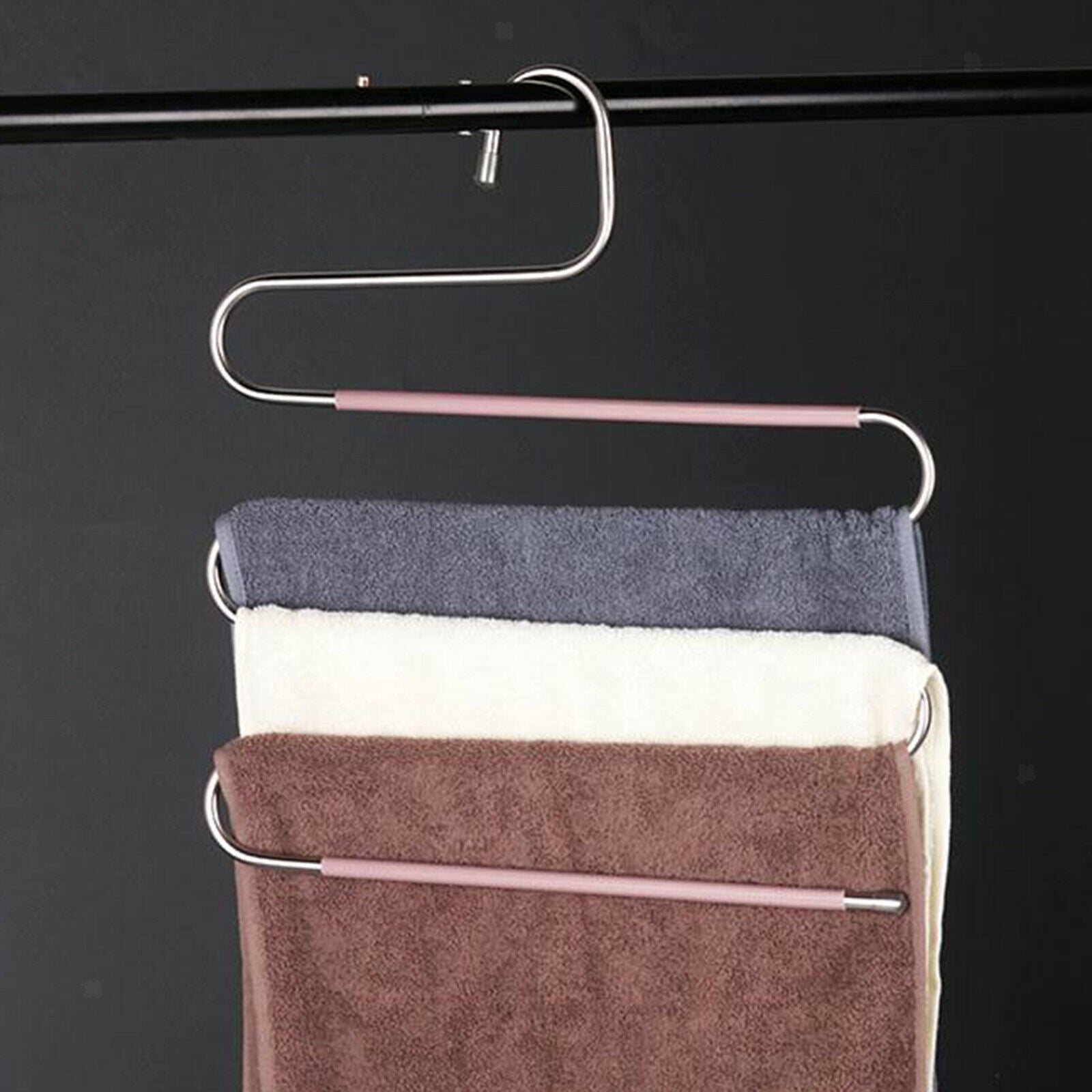 Pants Clothes Storage Rack Pants Tie Storage Shelf Closet Organizer Rose Red