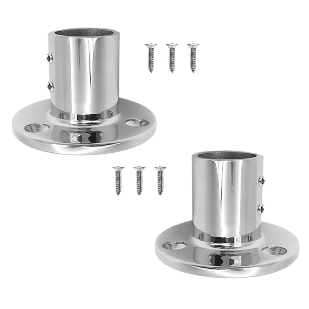 1 Pair Stainless Steel Boat Hand Rail Fitting 25mm Round Stanchion Base