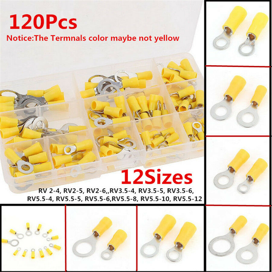 120pcs Insulated Terminal Assorted Set Electrical Wire Connectors Crimp Terminal