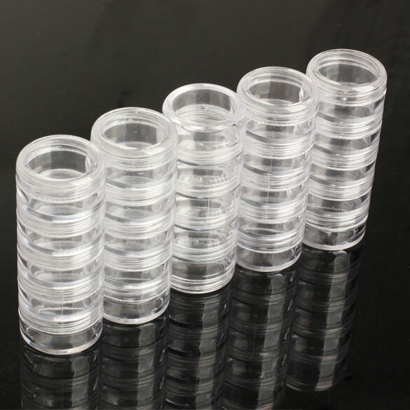 25 Storage Bottles Plastic Empty Box Case Pot For Nail Art Rhinestone Bead Gems