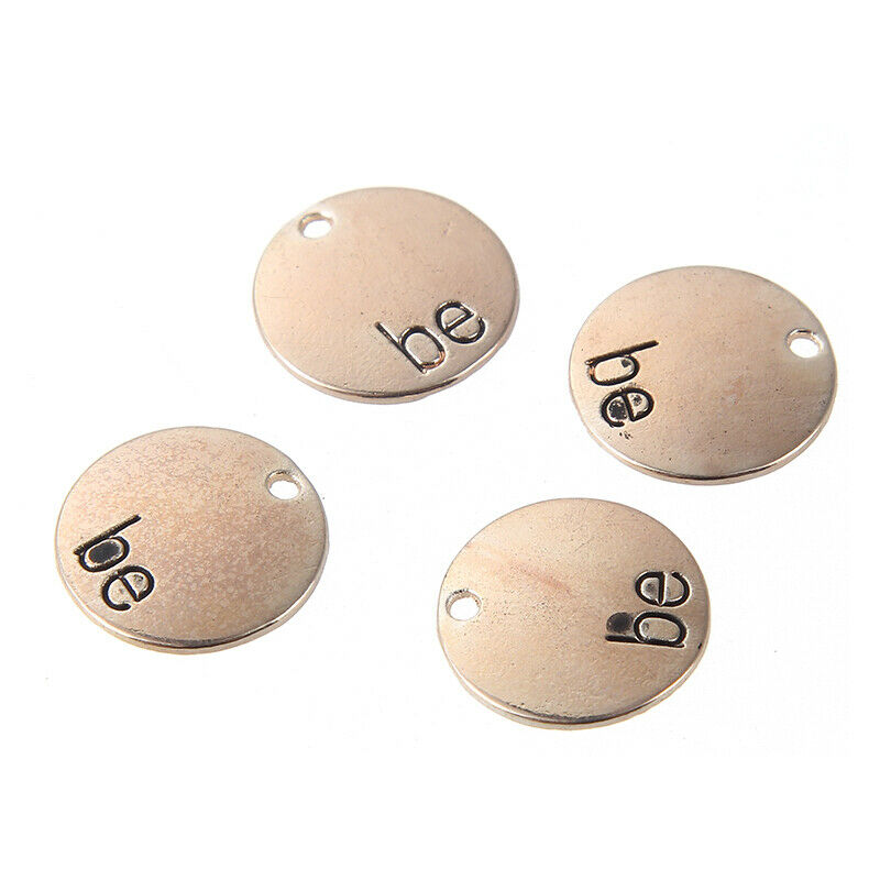 10Pcs Rose Red Round "Be"Charm Pendant Jewelry Charms Necklace Craft Making DIY
