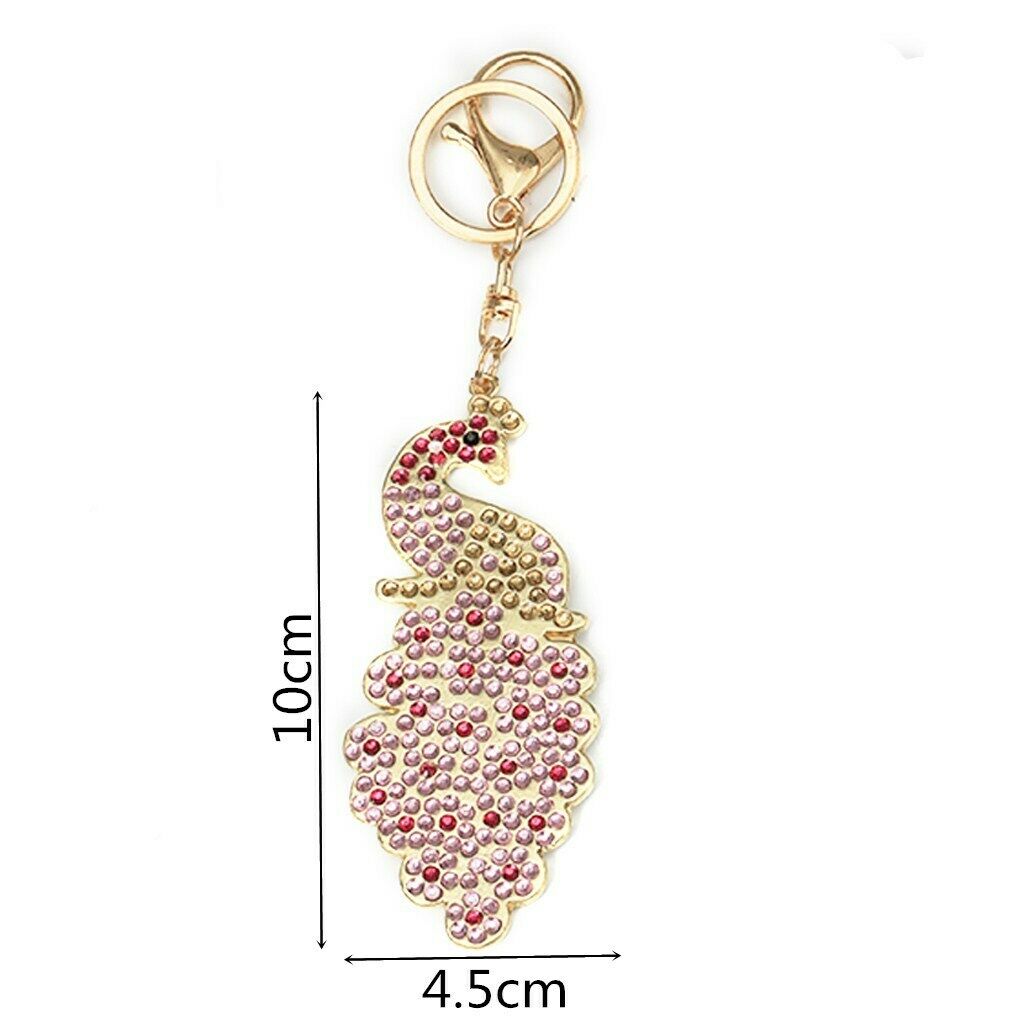 Mosaic Making Kits, DIY Full Drill Diamond Painting Keyring Cartoon Peacock