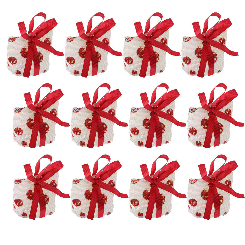 12pcs Red Pokla Dot Small Sweets Candy Bags with Handle Wedding Party Favor