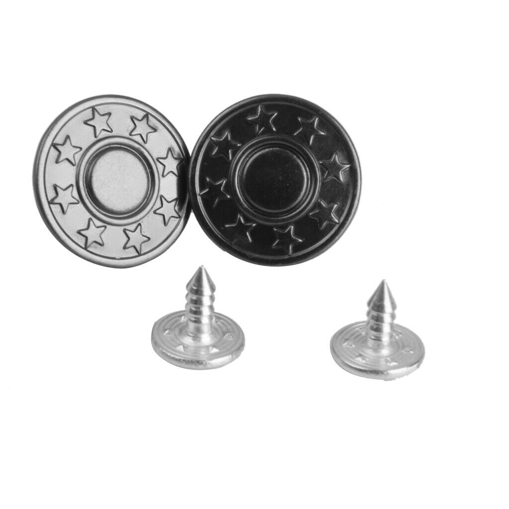 Pack of 50 Sets Jeans Buttons No-Sew Metal Star Pattern Tack Snap Buttons