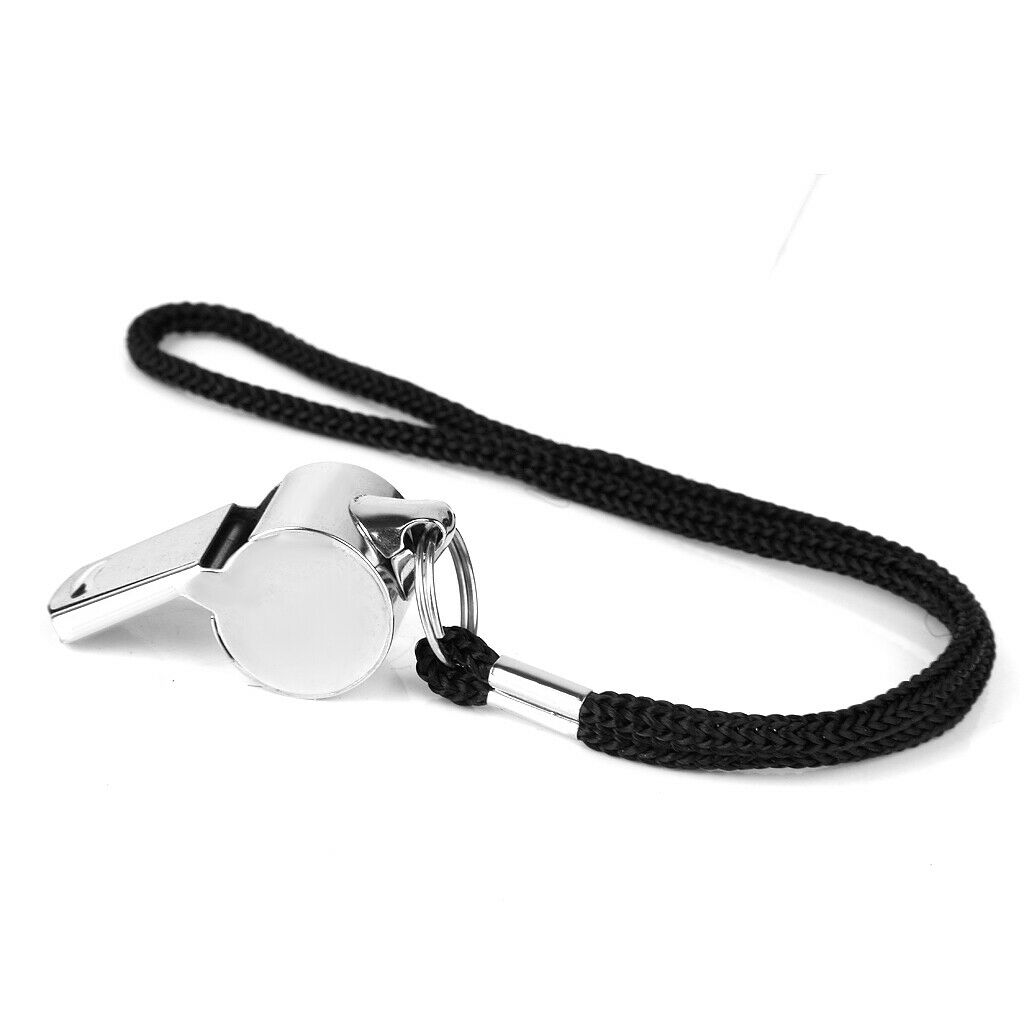 5x METAL Football/Soccer/Basketball REFEREE Sport Whistle w/ Free BLK LANDYARD