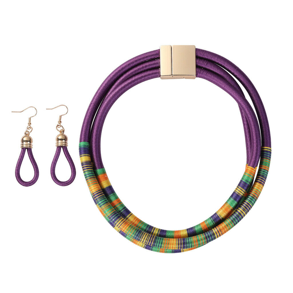 Multi Color Women Necklace Earring Kits Lady Fashion Jewelry Girl Gifts purple