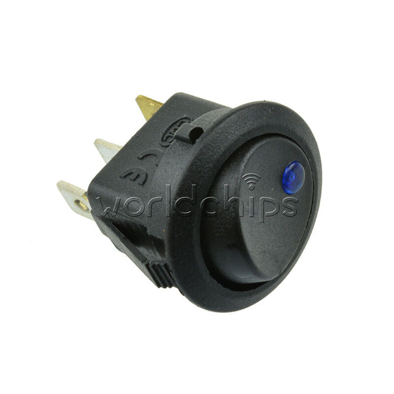 100Pcs 12V LED Blue Dot Light Car Auto Boat Round Rocker ON-OFF Toggle Switch