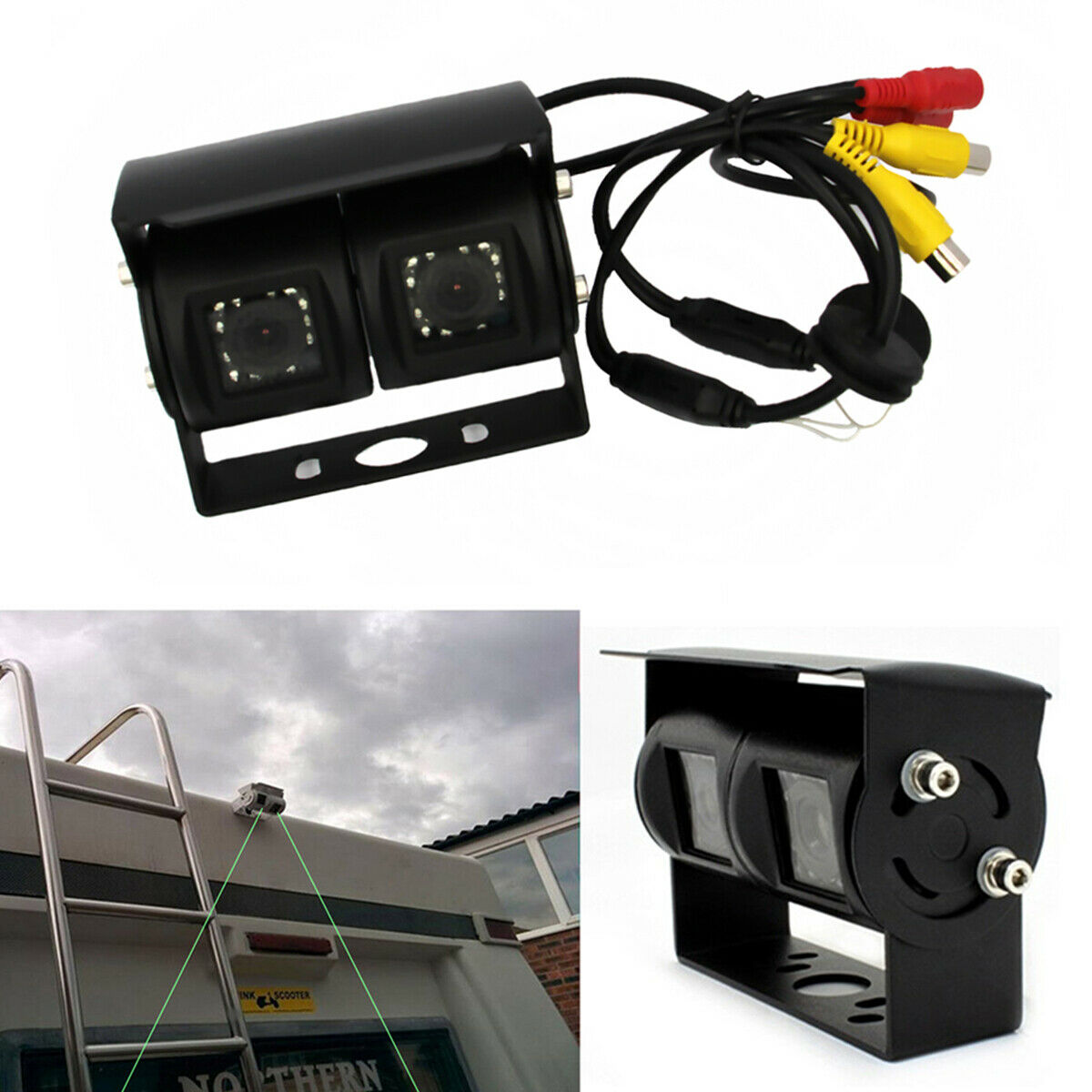 1× CCD Sensor 120° & 90° Vehicle IR LED Dual Lens Reversing Camera For Truck Bus