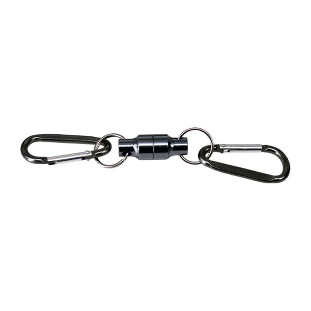 Magnetic Buckle Clip Fly Fishing Net Holder Keeper Carabiner Gray Double