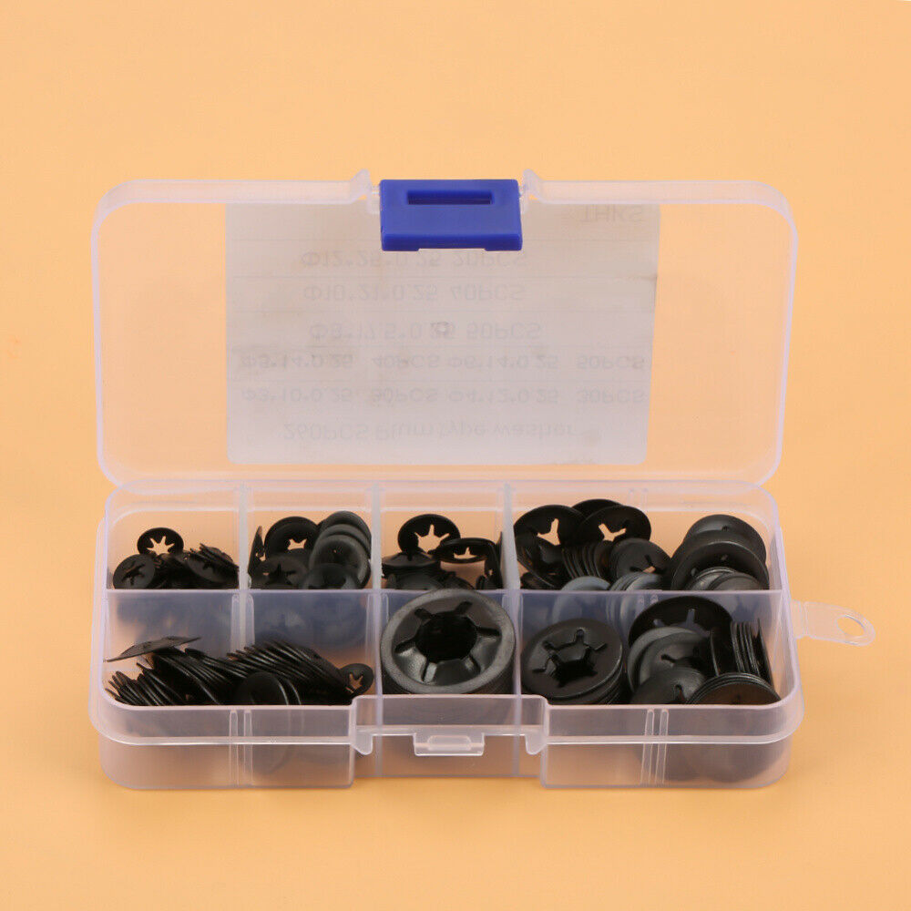 260X Push Nut Speed Lock Washer Clip Clips Assortment Kit M3 M4 M5 M6 M8 M10 M12