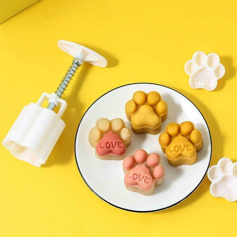 Plastic Mooncake Mold 50g Cat Paw Stamp Biscuit Cookie Cutter Mould DIY Fondant