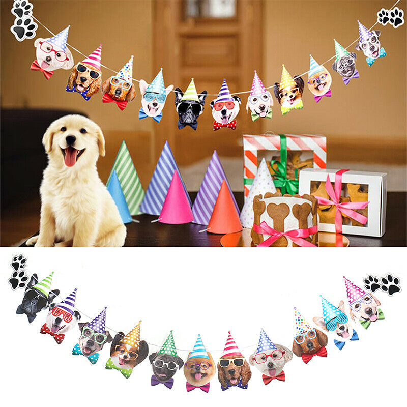 Dog Decor Banner Bunting Garland Banner Pet Party Decor Pet Birthday Fla .l8
