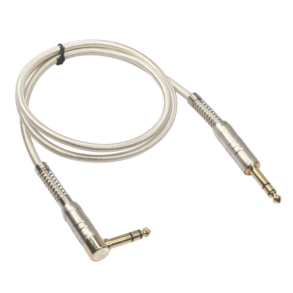1Piece 6.35mm Male to Male Stereo Audio Aux Cable 90 degree right angle  100cm