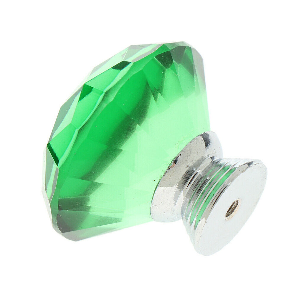 Crystal Diamond Shaped Door Handle Cabinet Cupboard Pull Knob Handle Green
