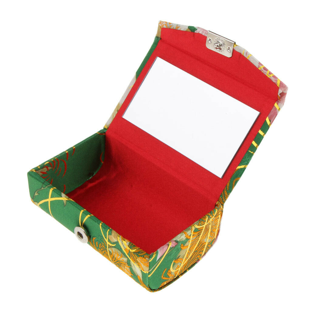 Brocade Lipstick Lip Gloss Case Carry Storage Box Lip Balm Holder w/ Mirror #W