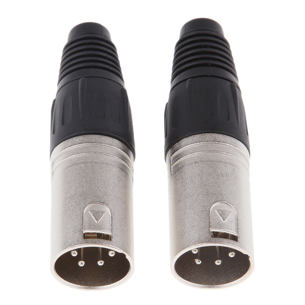 2 Pieces Metal 4Pin/4P XLR Connector Plug Male Audio Microphone Connector