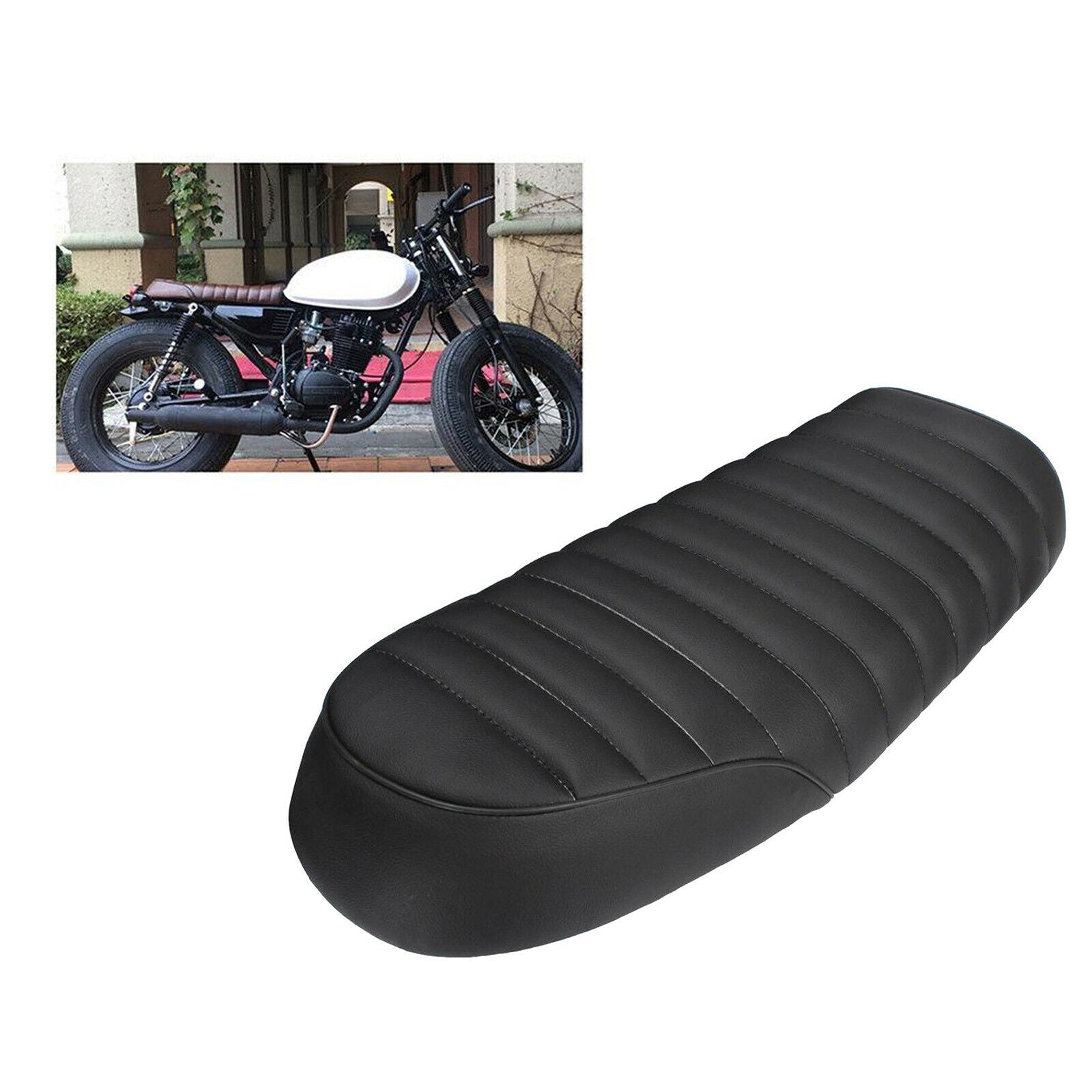 Soft Leatherette Motorcycle Flat Seat Saddle Cushion for Cafe Racer High quality