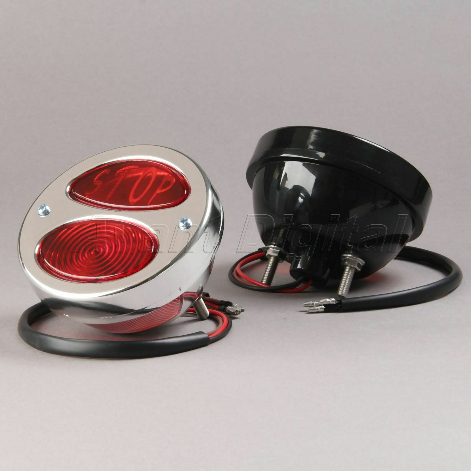 Universal Black Shell Motorcycle Tail Brake Light "STOP " Rear Lamp Bulb