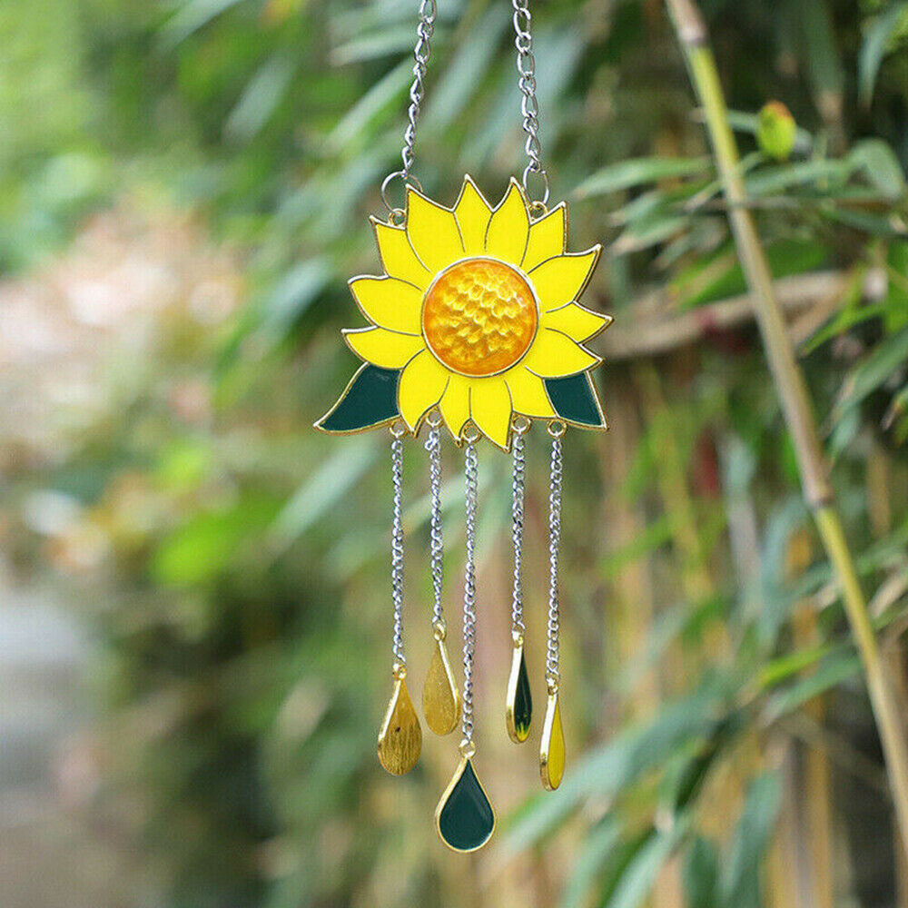 Sunflower Wind Chimes Outdoor Yard Garden Home Decor Ornament Hanging SunCatcher