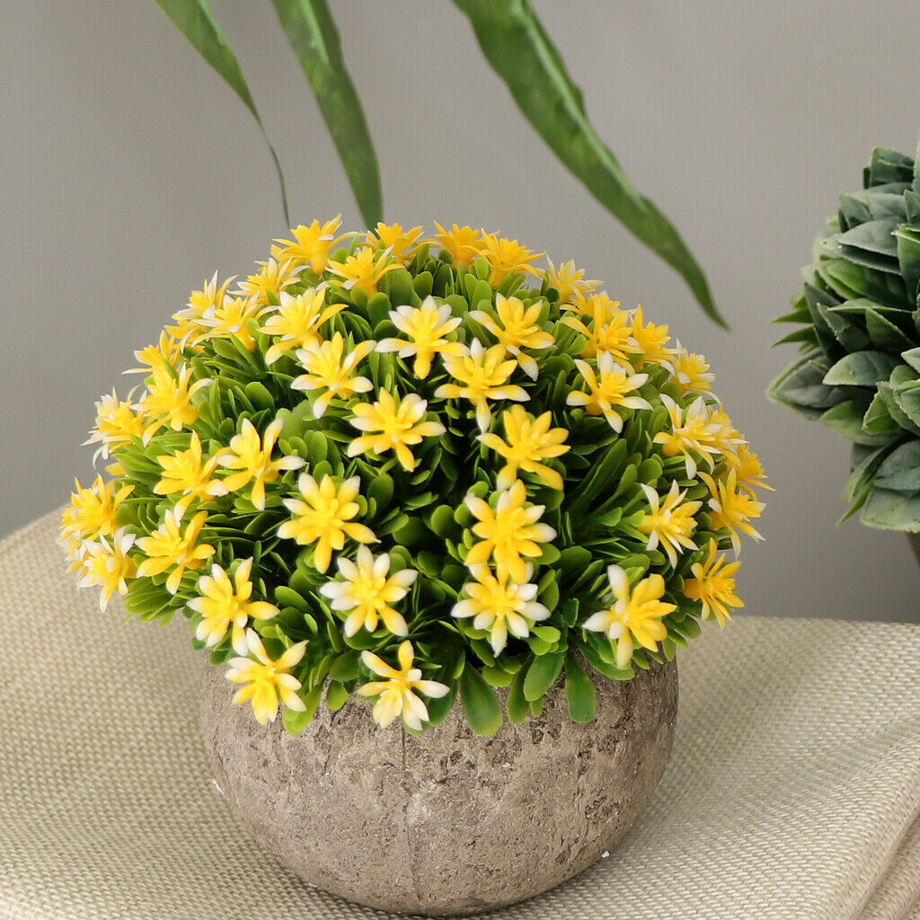 Artificial Gypsophila Potted Flower Plastic Mini Plants Home Decor Yellow