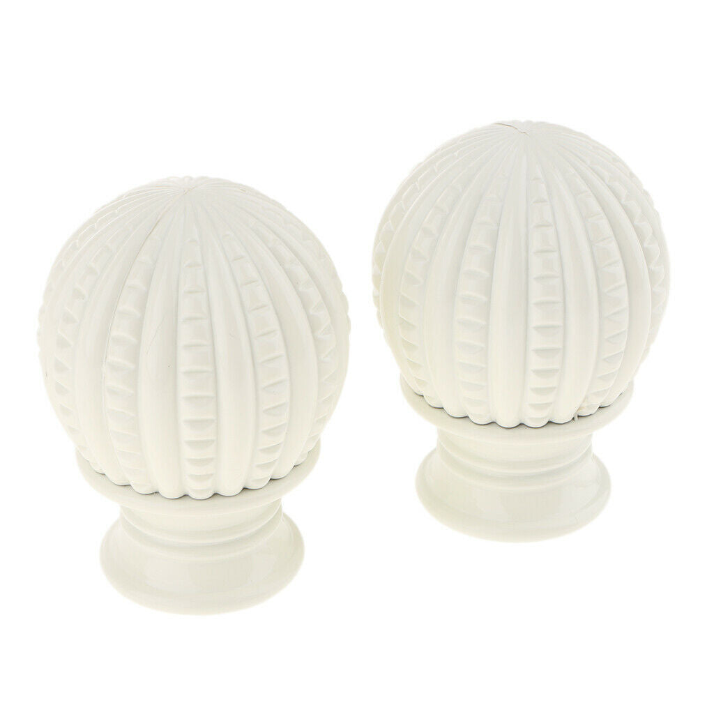 1 Pair Retro Curtain Decorative Pole Rod Finials Ends Heads 28mm White B
