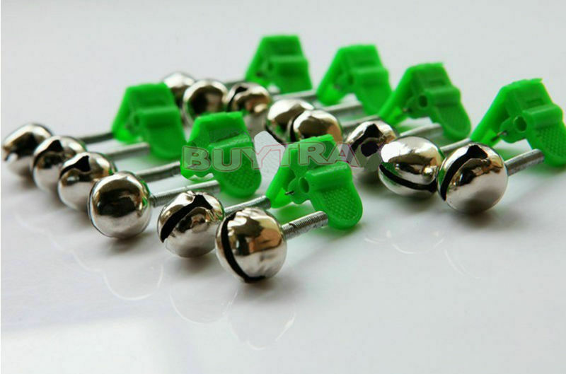 10pcs Sea Fishing Rod Clamp Fishing Lure Baiting Alarm Twin Bell Ring Green