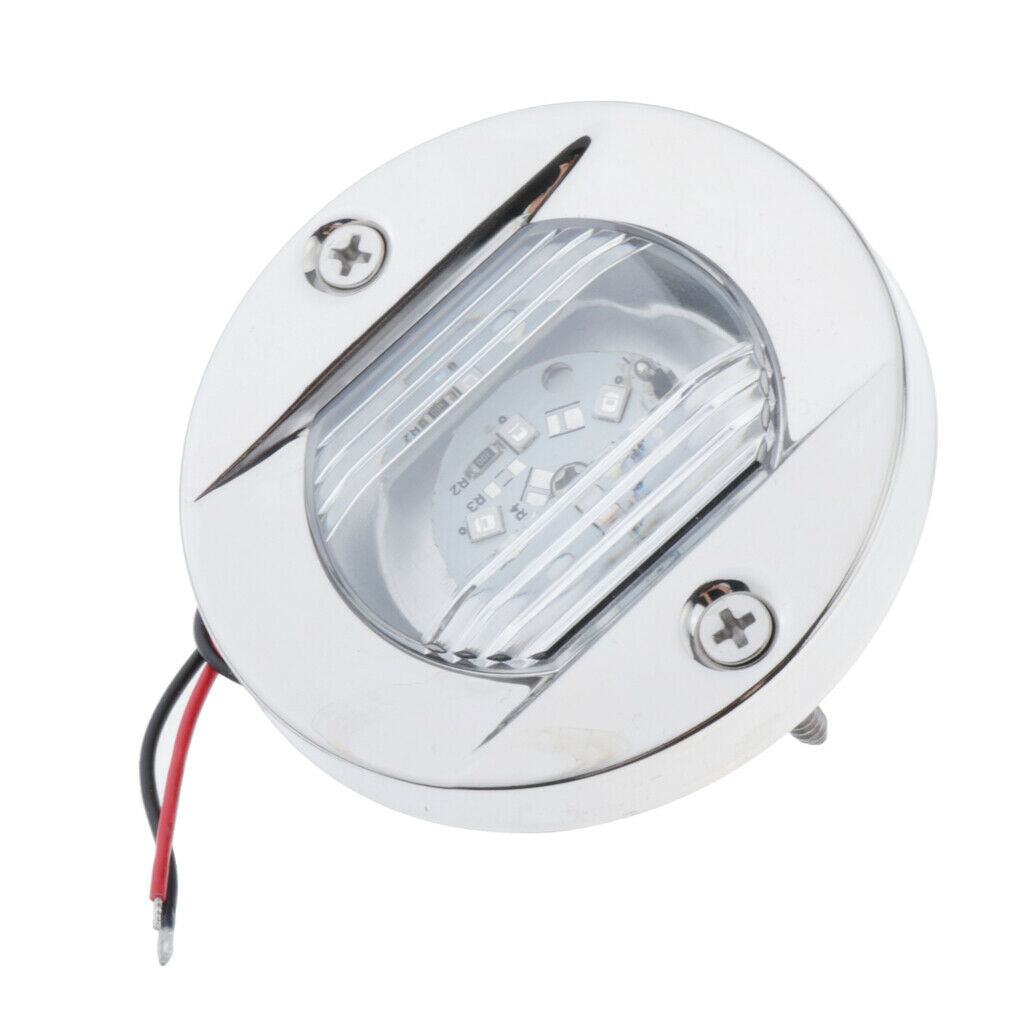 2Pcs Waterproof RV LED Rail Light Blue Pin 12V 2.2W Brushed Bezel S.S.304