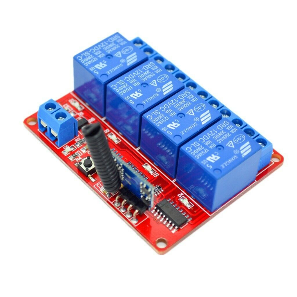 4 CH Relay Receiver 12V Transmitter Wireless Remote Control Switch 4-Key