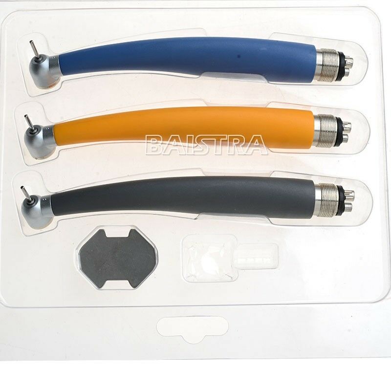 3Pcs/Kit Dental Push Button Torque Head High Speed Handpiece Rainbow 4 Holes