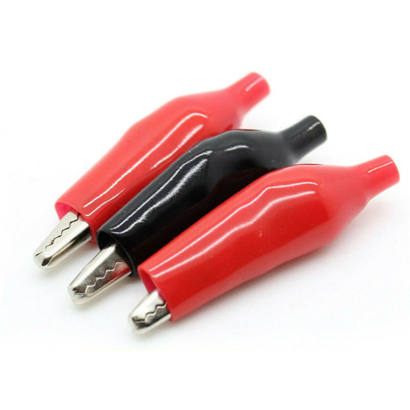 20Pcs Black Red Soft Plastic Coated Testing Probe Alligator Clip Power Clip SJ