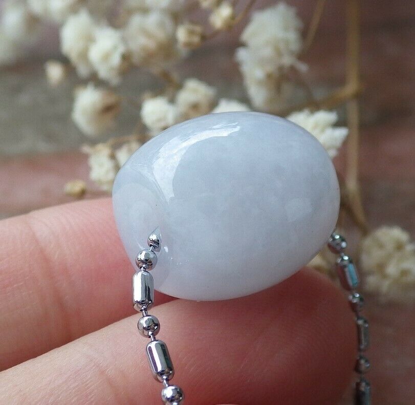 Light Lavender 100% Natural A Jade jadeite pendant Circle Donut Necklace