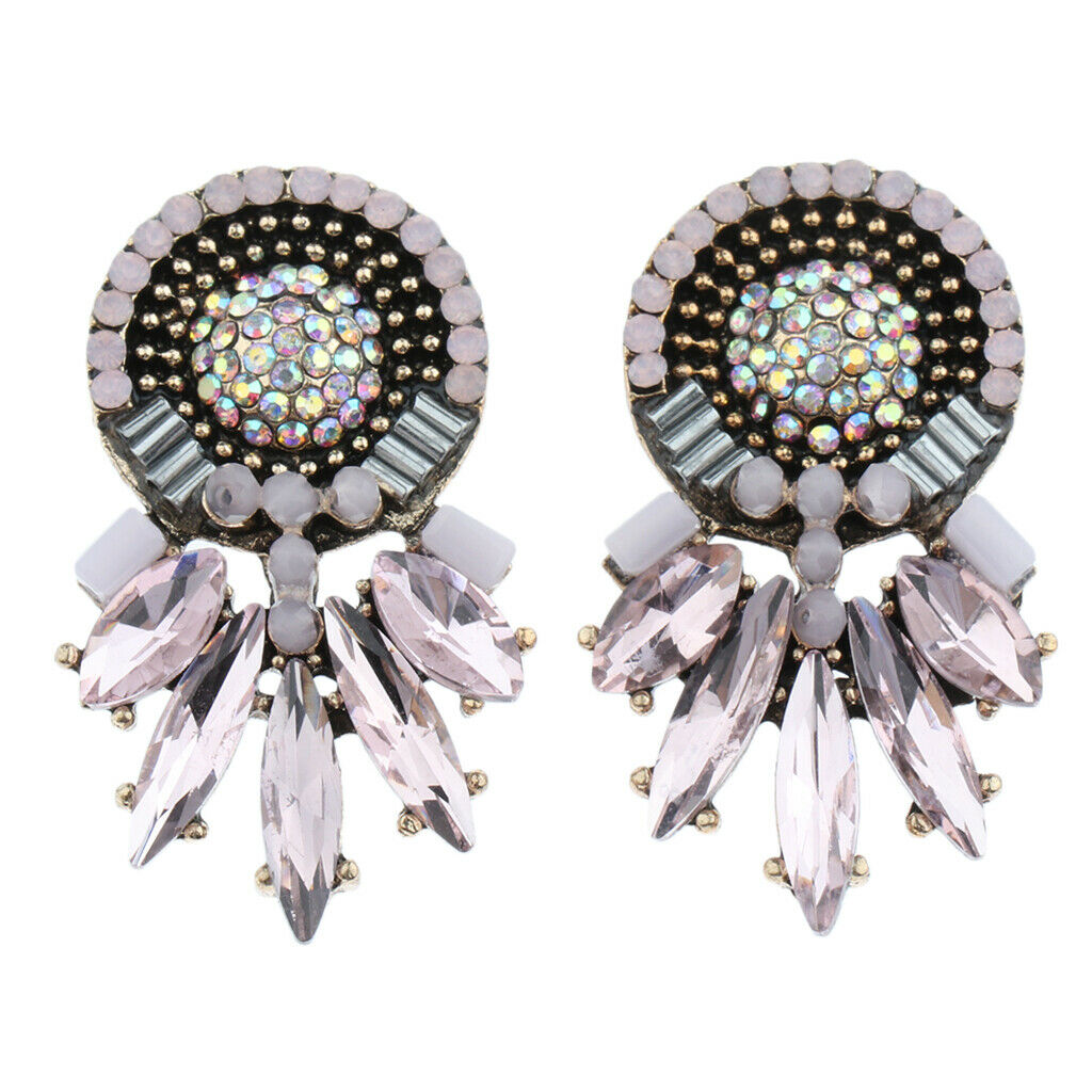 Boho Rhinestone Tassel Earrings Crystal Dangle Earrings Women Jewelry Pink